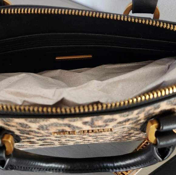 Steve Madden Leopard Print Satchel - Black and Tan - Picture 7 of 7